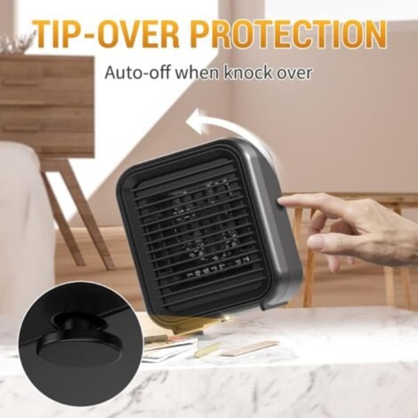 TS-Mini Keraaminen lämmitin 800W Sähkölämmitin 2 Tehotasoa mini sähköpuhallinlämmitin kuumalla tuulella ylikuumenemissuojalla