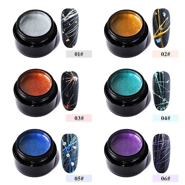 TS-Nail Spider Gel -setti, Pulling Line -kynsiart Silk 6 kpl Line Painting Wire Drawing Elasticity Off La
