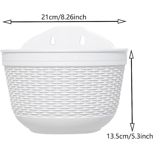 2 st Hängande Inomhusblomkrukor, Plastkruka med Dränering, Väggdekor Krukor, med Krok, Används för Hem, Trädgård, Balkong