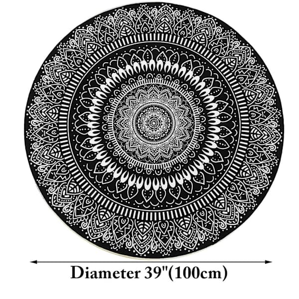 Rund Mandala Blomstermatte Rommatter Sklisikker Gulvmatte
