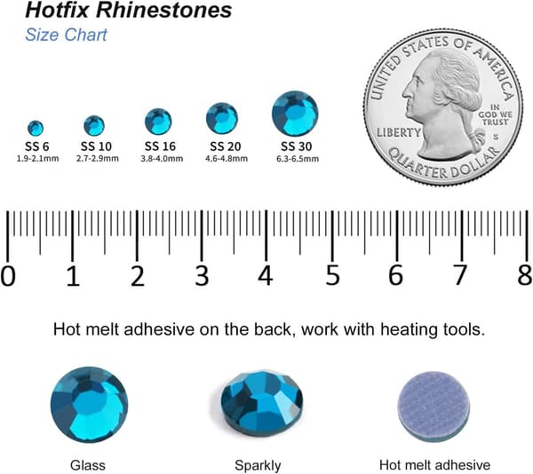 6000 st Hotfix Indicolite-strass för hantverk, SS10 (2,7–2,9 mm) Indicolite Indicolite SS10