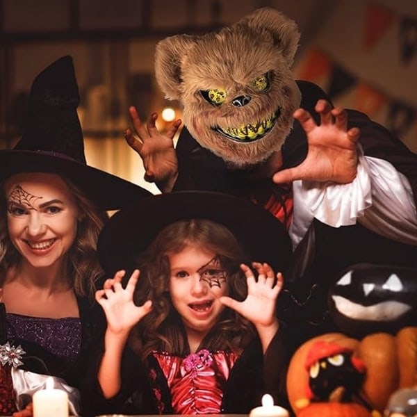 Pelottava Halloween-naamio Karhunaamio, Kauhueläinnaamio aikuisille lapsille, Hauska naamio Halloween-karnevaaliin Naamiaisjuhlat Cosplay Masquerade, Bl Sun...