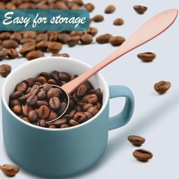 Kaffeskje Teskjeer Mini Måleskje i Rustfritt Stål Langt Håndtak Spiseskje Måleskjeer Røreskje for Kaffe Te Sukker, 20ml (3, Gull