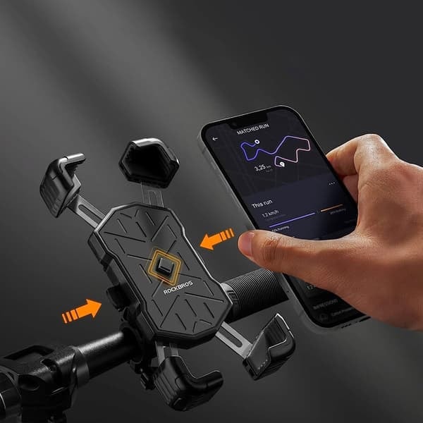 TS-Mobilholder i plast for sykkelstyre med 360° rotasjon og automatisk låsing