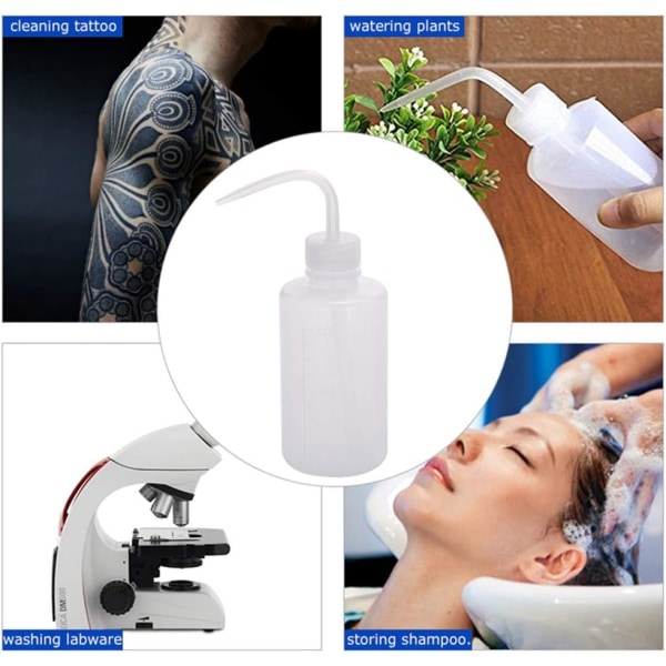 Safe Wash Bottle Bevattningsverktyg, ekonomiska plastflaskor för tatueringstillbehör för medicinska etiketter, 2 stycken, (500 ml)