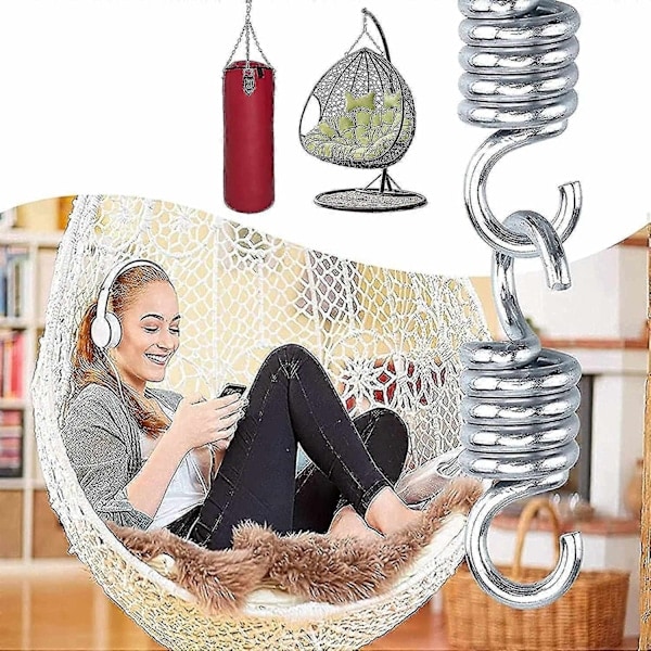 2 pcs Hammock Spring, Hanging Chair Spring, Swing Chair Spring (Silver) - Perfect