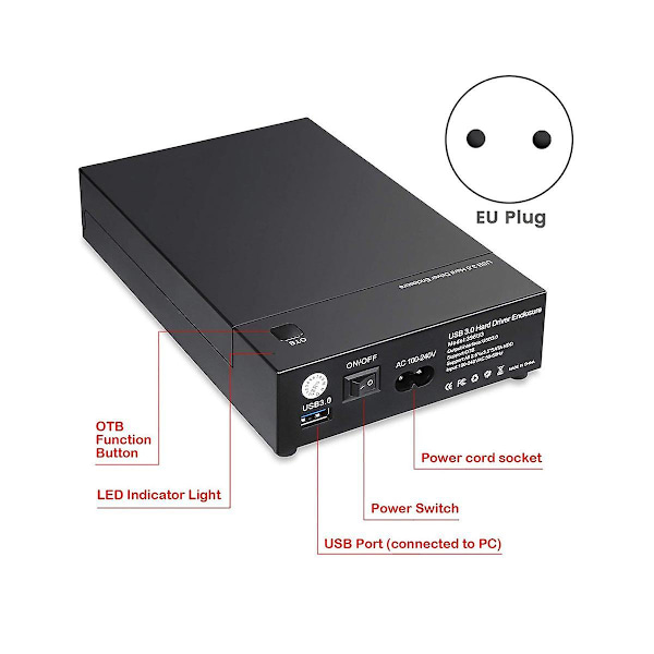 TS-Usb 3.0 3.5in Sata Hårddisk Extern Kabinett Ssd Hdd Disklåda Stödjer 16tb Diskar Backup-