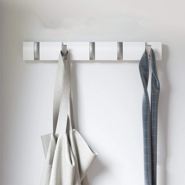 Wall Mounted Coat Rack with 5 Hooks, White