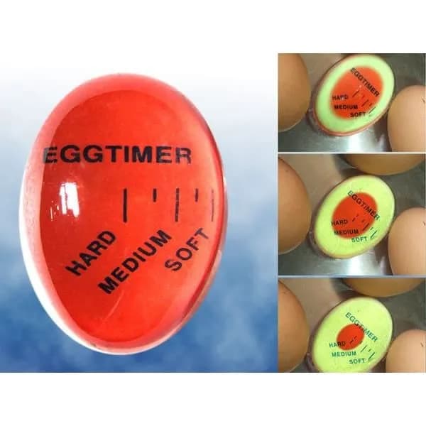 Egg Timer Fargeskiftende Kokt Egg Ferdighetsindikator for Kjøkkenmatlaging Myk Medium Hard Rød