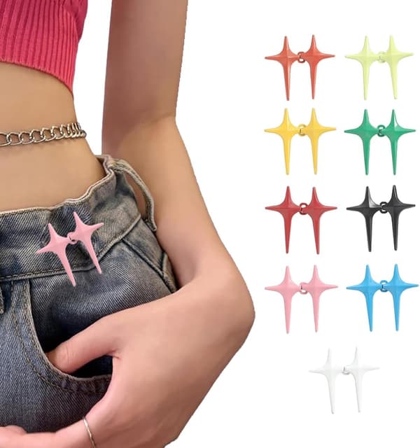 Taljeforlænger Stabilisator, 9 sæt justerbare stjerneknapper til løse jeans, uden syning
