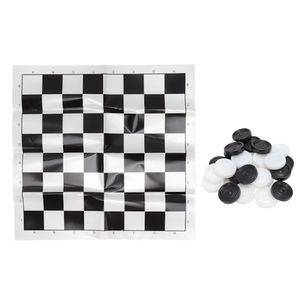 Checkers Set Stackable Black White Plastic Pieces Draughts Board Game with Transparent Box for 3 Years Old and Up 0.1