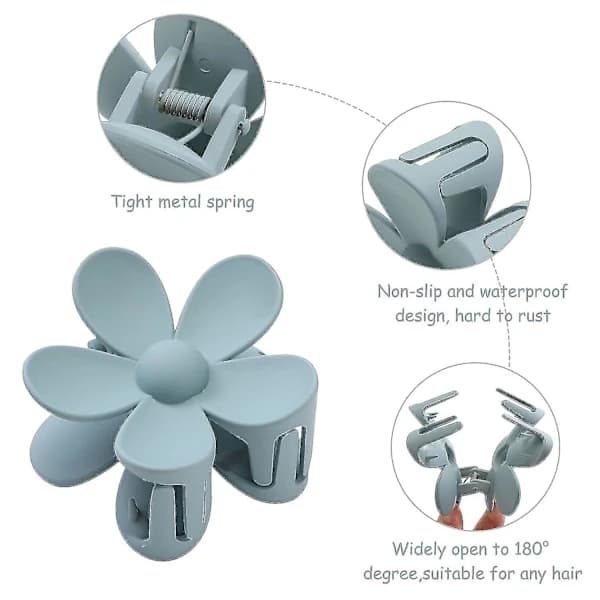 Hårklyper, 6 stk. matte blomsterhårklyper, store hårklyper for kvinner med tykt hår