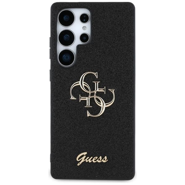 TS-Guess Fixed Glitter skal till Samsung Galaxy S25 Ultra med metallisk 4G-logga - Svart