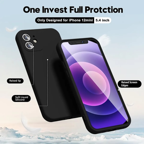 iPhone 12 Mini Sort Cover - Ekstra Kamerabeskyttelse iPhone 12 Mini iPhone 12 Mini