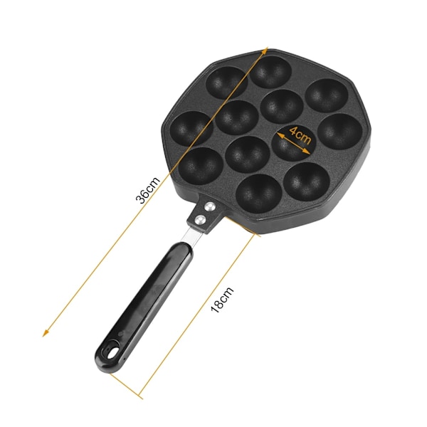 Bageform, 12 Huller Aluminium Non-stick Takoyaki Grillpande Plade Blækspruttebolle/Pandekage Stegepande Bageform, Grillplade