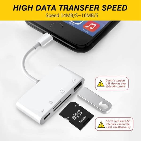 TS-Lightning til Hukommelseskortlæser + USB & Lightning
