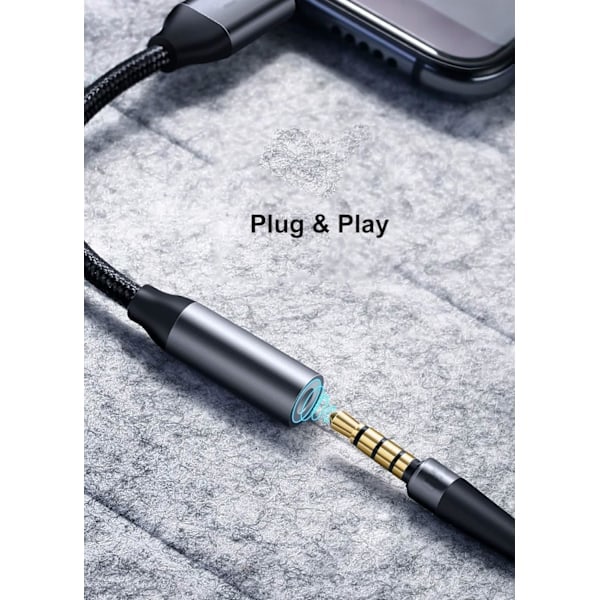 USB C Hovedtelefonadapter, USB C til 3,5 mm Jack Adapter Type C Aux Adapter Hi-Fi DAC Chip Kompatibel til Galaxy S20 (Sort)