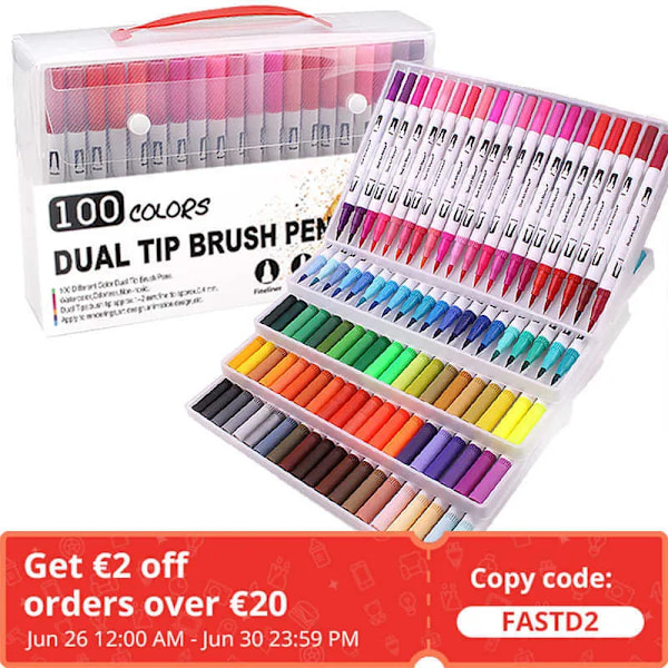 Grossist TOUCH Dual Tip Brush Marker Pennor Fineliner Pennor Akvarell Ritmarkörer för Färgläggning 210705