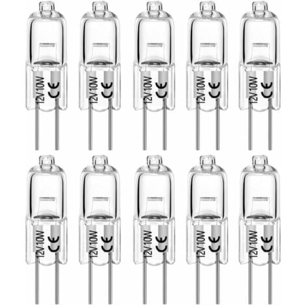 TS-Halogenpærer G4 10W 12V T3 JC Type 2-benet base erstatning til landskab under kabinet Puck Light Track Lighting Dæmpbar (10 pak)