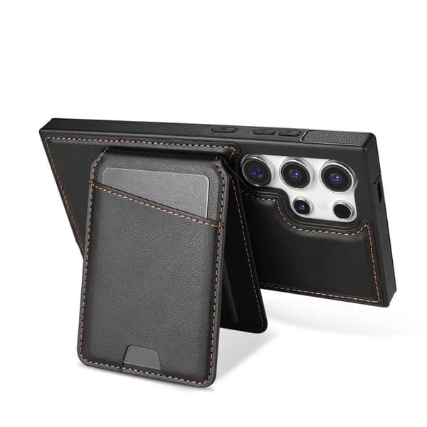 TS-Kortholder og stativ med magnet til Samsung Galaxy S24 Ultra - Sort