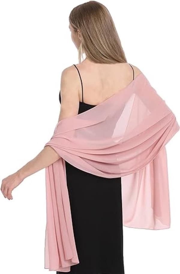 Dame Chiffon Sjal, Blødt Let Åndbart Slør Tørklæde Til Aftenkjoler, Bryllupper Og Formelle Begivenheder, Pink, 175 x 70 cm