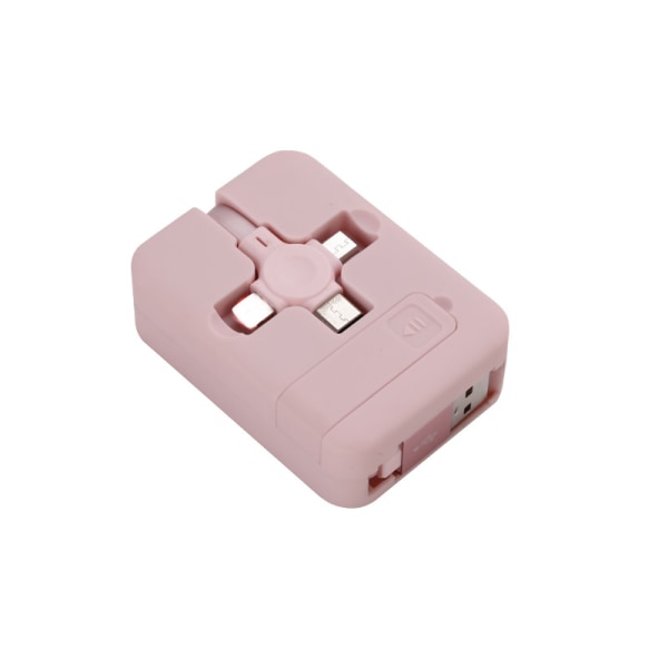 3 i 1 indragbar USB laddare datakabel med telefonstativ typ C mikro USB -kabel pink