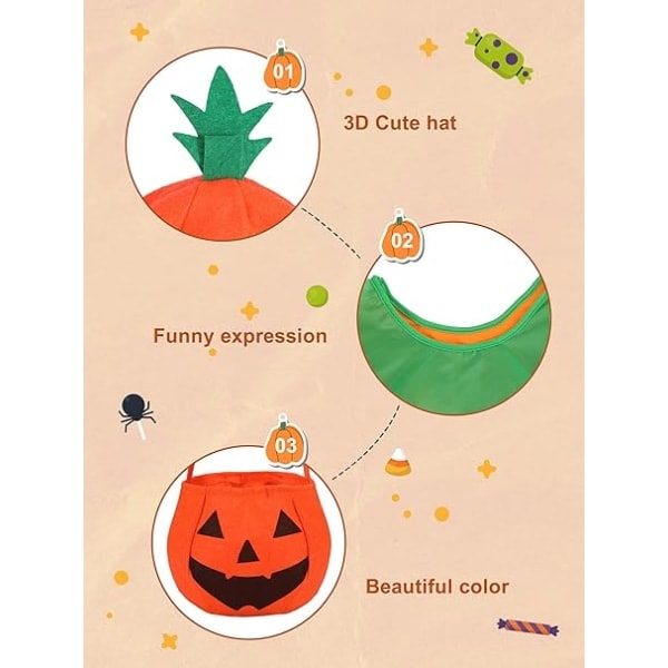 Halloween Græskar Kostume Sæt til Voksne Græskar Poncho med
