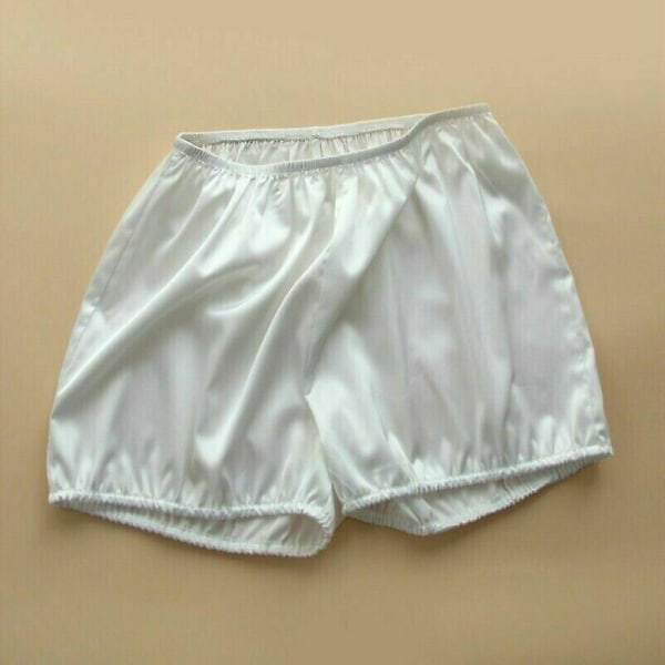 Dam Lolita Pumpa Underkläder Faux Silk Satin Shorts Kalsonger Bloomers White