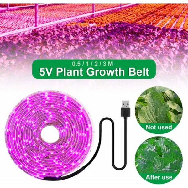 TS-LED plantelampe 5V, LED vækstlys til blomstring, Fuld spektrum 2835 SMD plantevækstlampe med USB, Lysbånd