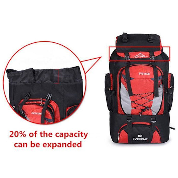 TEMPSA 80L Vattentät Ryggsäck Multifunktionell Skolväska Axel Militär Crossbody Resa Retro Läder RÖD