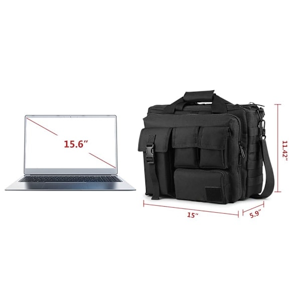 Multifunktionell herr nylon axelväska laptop messenger väska handväskor laptopväska skolväska stor nog för 15,6 \" laptop/kamera (svart)