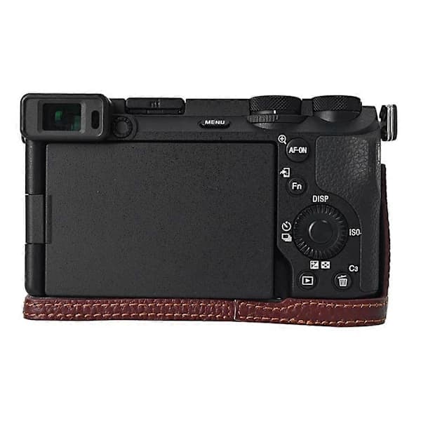 For Sony A6700 Camera Case Large Opening Genuine Leather Protective Cover with Wrist Strap