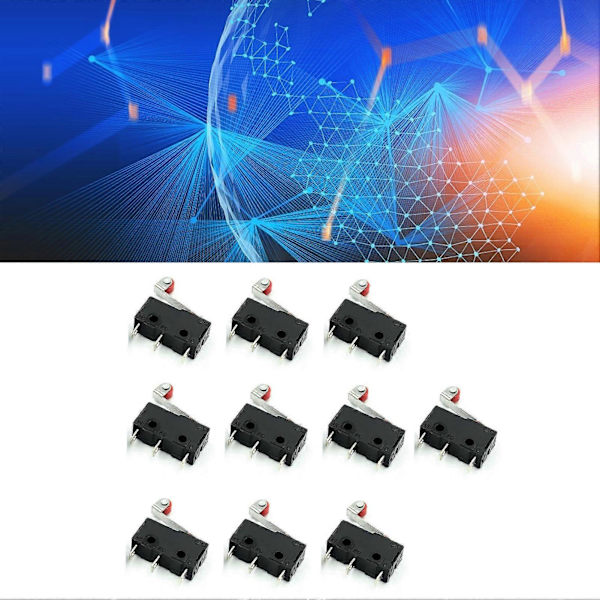 10 pcs Limit Switch with Roller, Normally Open/Closed, 3 Pin