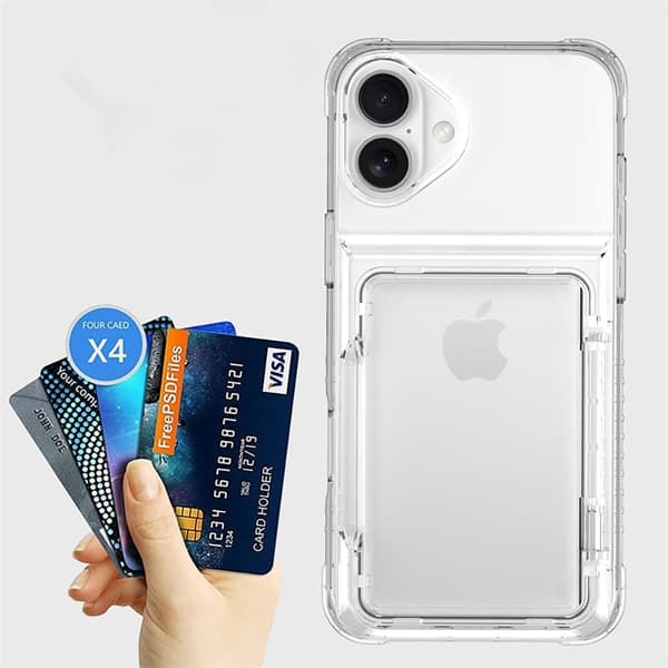 TS-Bakdeksel med kortlomme og stativ til iPhone 16 Plus