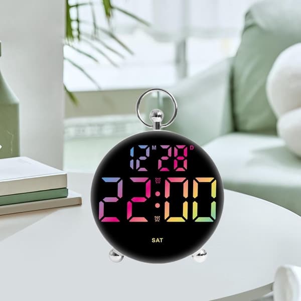 Digital väckarklocka, stor LED-display, dubbla larm, justerbar bakgrundsbelysning, USB-driven, för sovrum, kontor och resor, svart