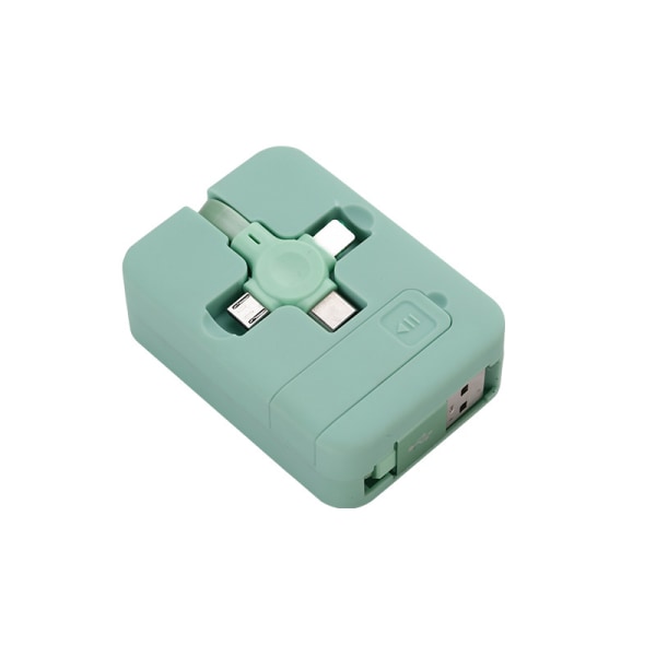 3 i 1 indragbar USB laddare datakabel med telefonstativ typ C mikro USB -kabel green