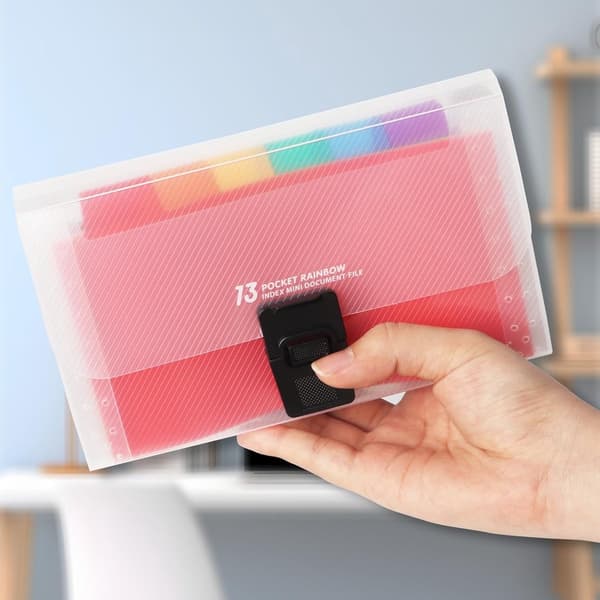 Dragspelsfilorganisatör, 13-ficks polypropenmapp med spänne för kvitton, kort och dokument, A6, 2-pack