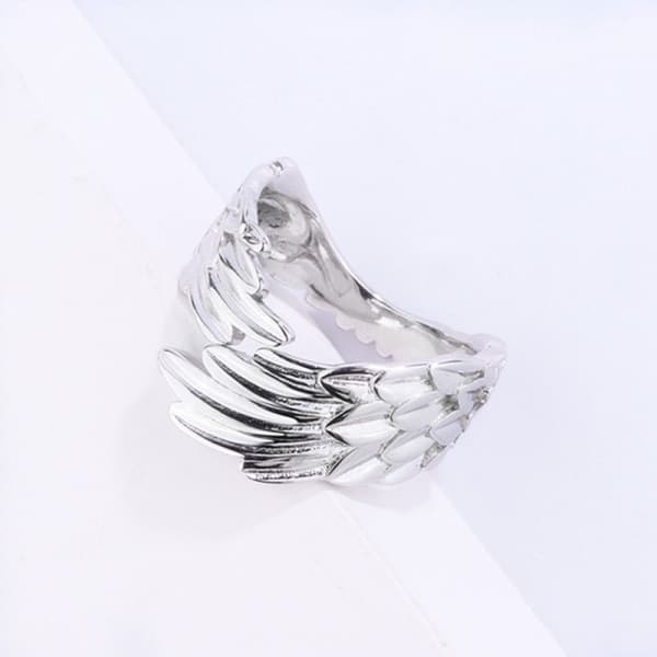 925 Silver Änglaving Fingerring Öppna Ringar Justerbar Kvinna