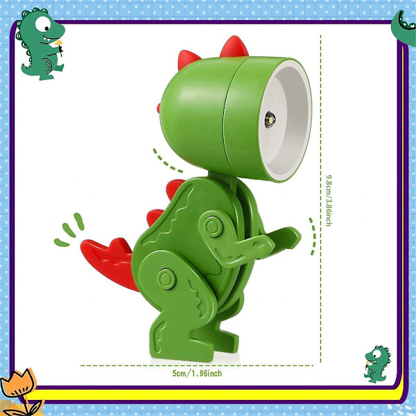 TS-6 Stykker Mini LED Skrivebord Dinosaurform Lampe Søt Liten Telefonholder, Bærbar Lesebord Nattlampe