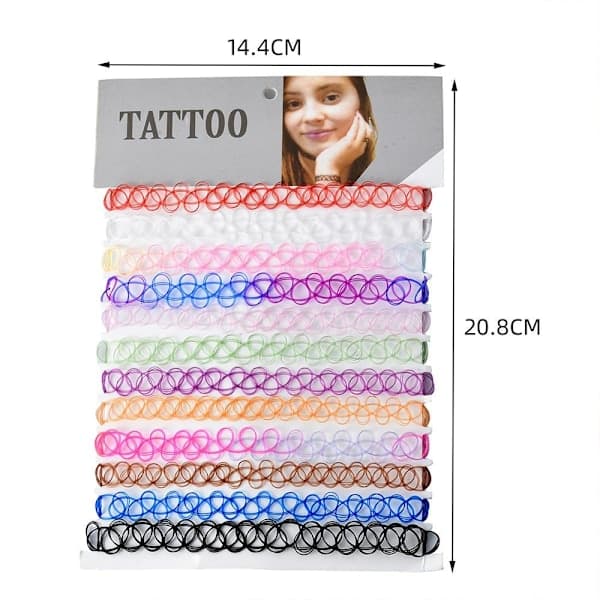 12-pak Choker Halskæder - One size Sort