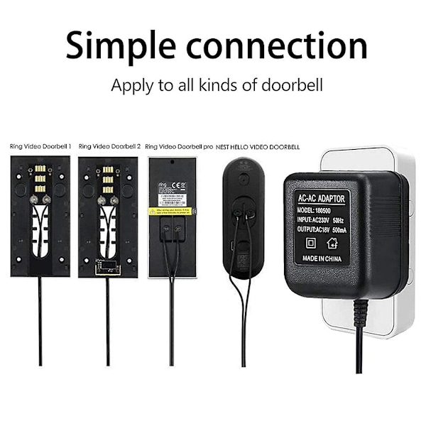 TS-18v 500ma Strømforsyning Batterioplader Adapter Til Ring Dørklokke Udendørs Eu Stik