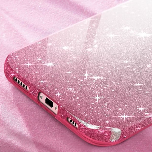 Glitteretui til iPhone 16 Hybrid Glamor Design Hvid/rosa Black