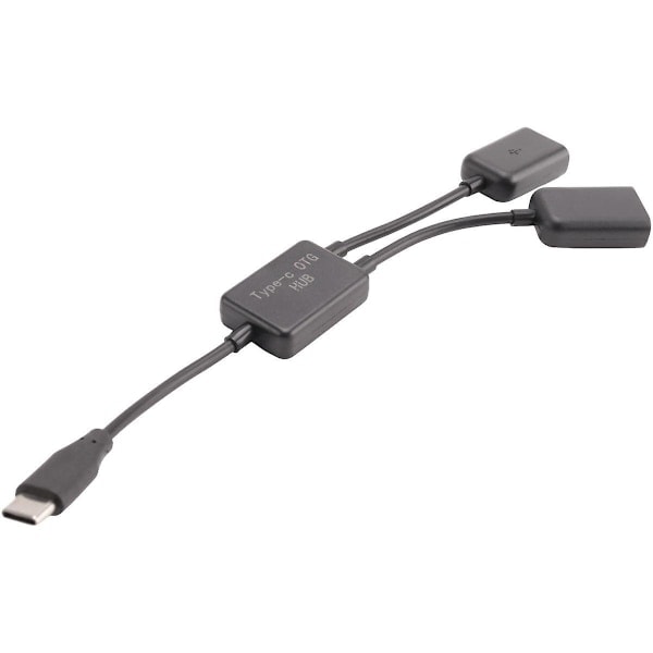 Typ C OTG USB Uros - Kaksois 2.0 Naaras OTG Lataus 2 Portin HUB-kaapeli Y-jakaja - Täydellinen