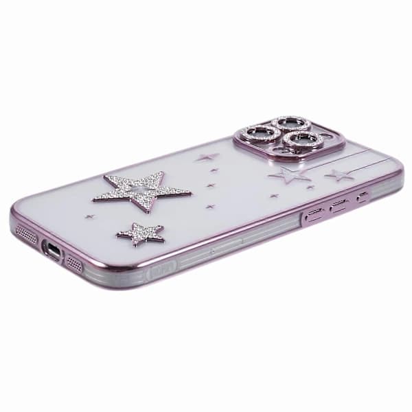 Case for iPhone 16 Pro Max 3D Bling Stars Electroplating TPU Transparent Mobile Phone Case