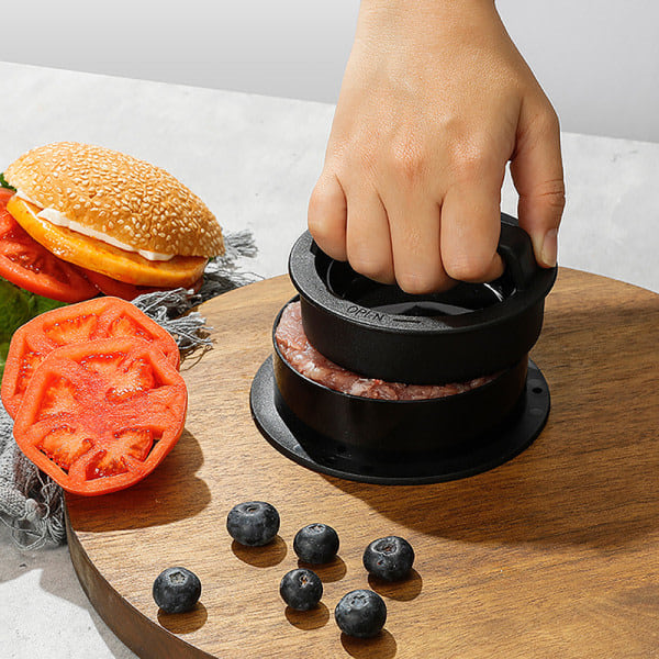 IC 3 i 1 Non Stick Kjøttbiff Veggie Hamburger Patty Form Essentia Gul Pose