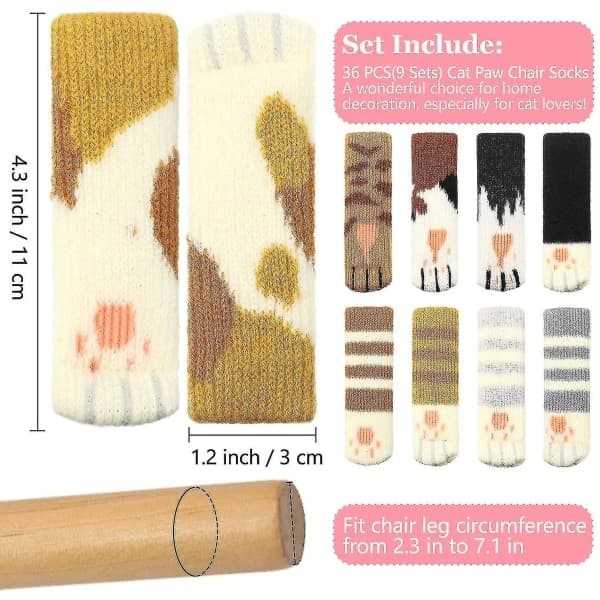 Stolsbensskydd, 36 st (9 set) kattmöbelstrumpor katt tass