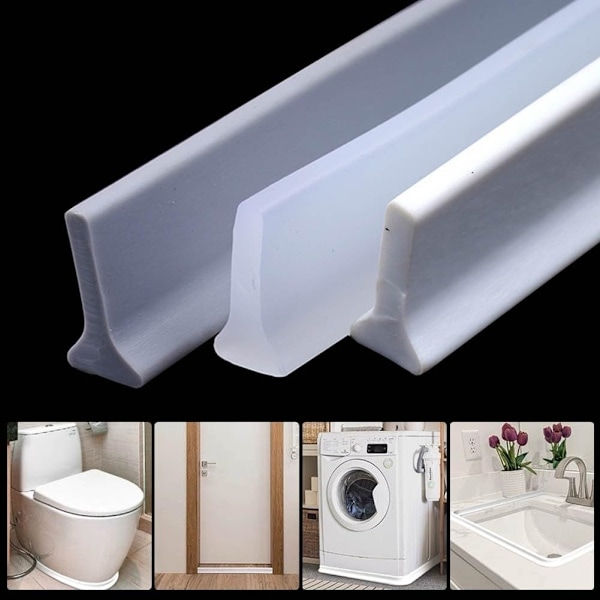 Shower Threshold / Water Barrier - Self-adhesive Shower Strip - 2m White white