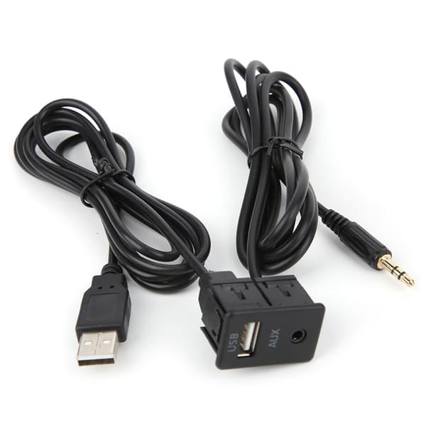 3,5 mm AUX-forlængerkabeladapter, forsænket USB-port, hovedtelefonstik, panelmontering til bil, båd 0.1