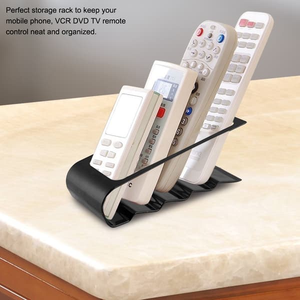 Stationary Plastic Phone VCR DVD TV Step Remote Control Holder Storage Rack Organizer (Black) 0.1