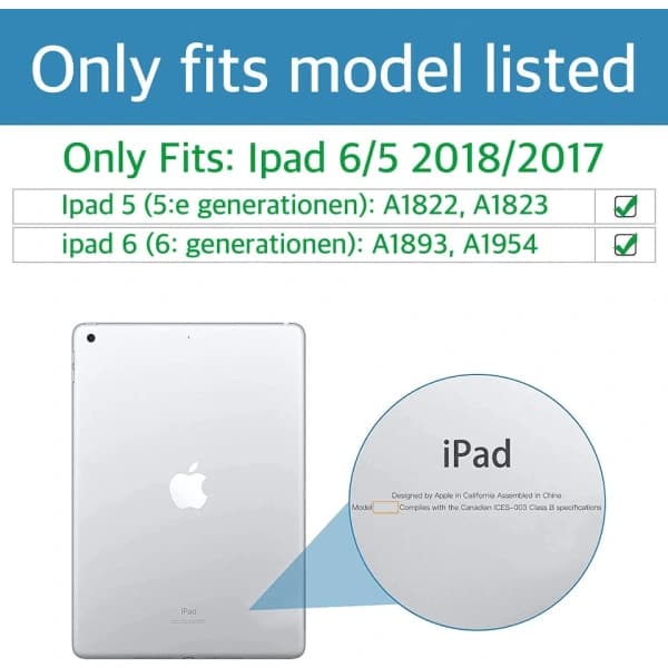 iPad 6/5 Generasjon Sammenleggbart Deksel Svart